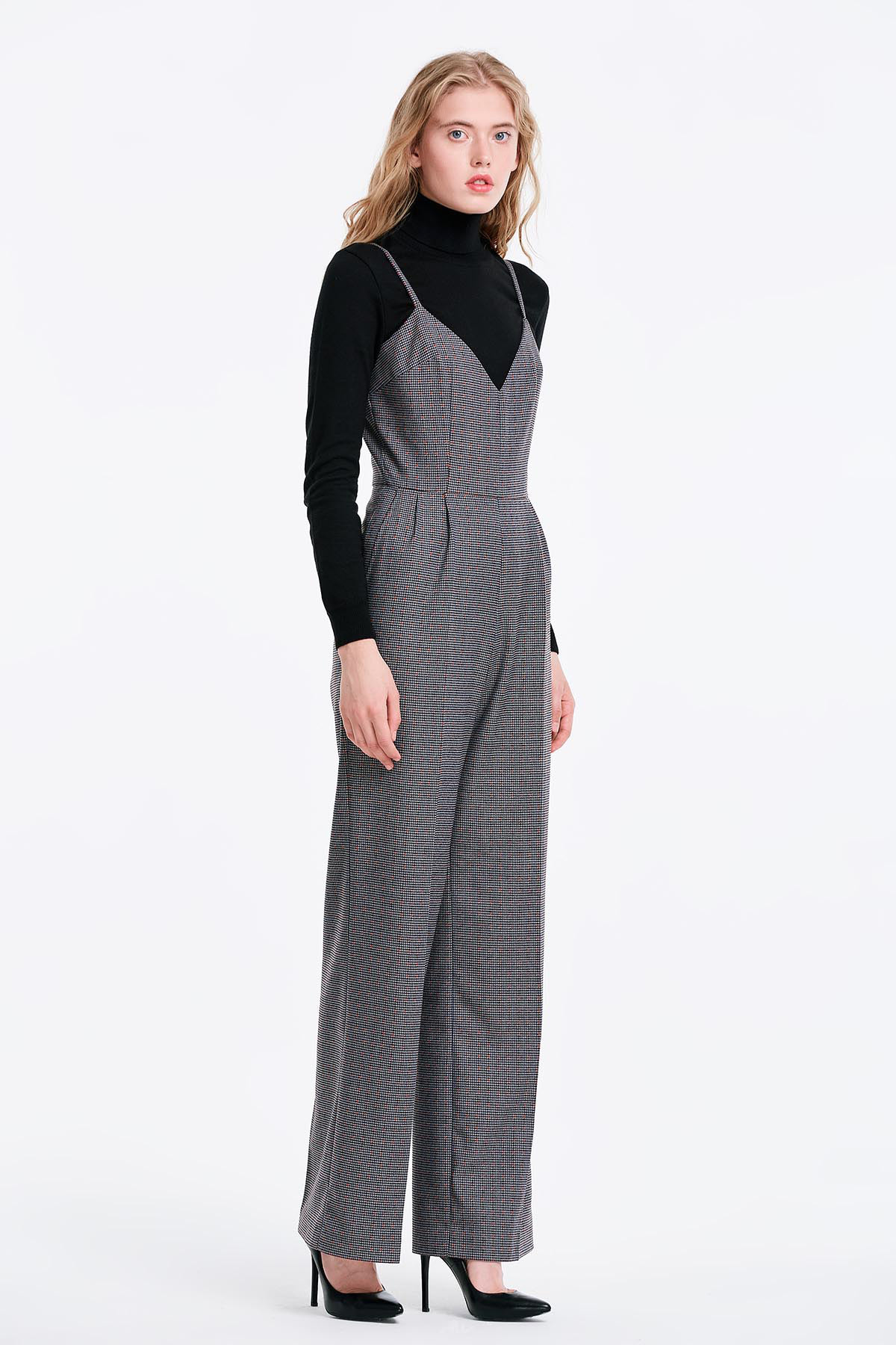 Grey jumpsuit with a houndstooth print, photo 2