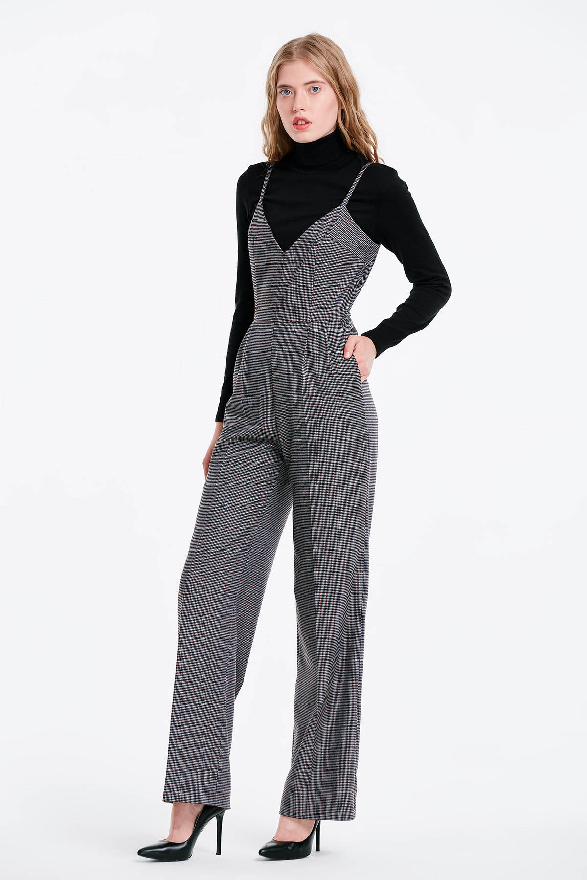 Grey jumpsuit with a houndstooth print, photo 4