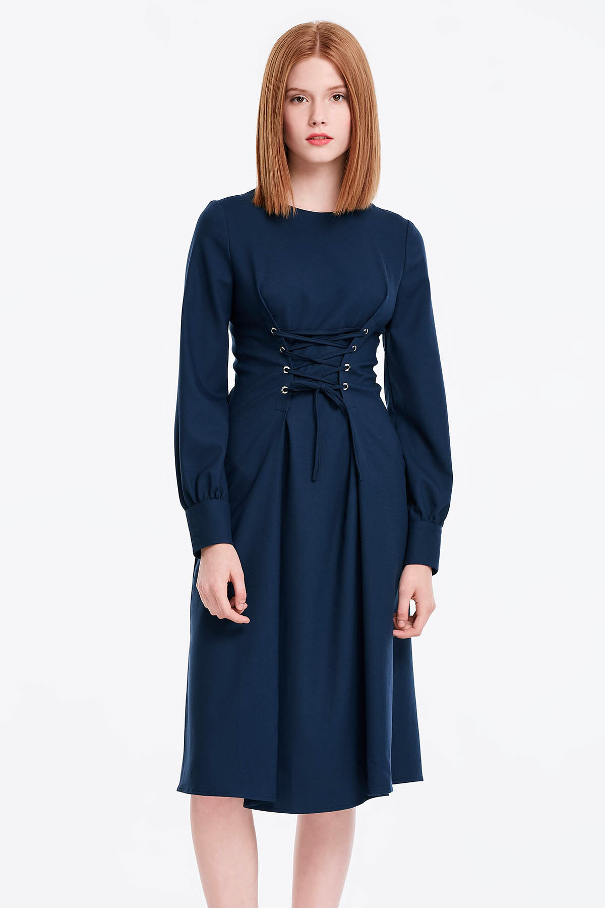 Темно-синя сукня зі шнурівкою, фото 1