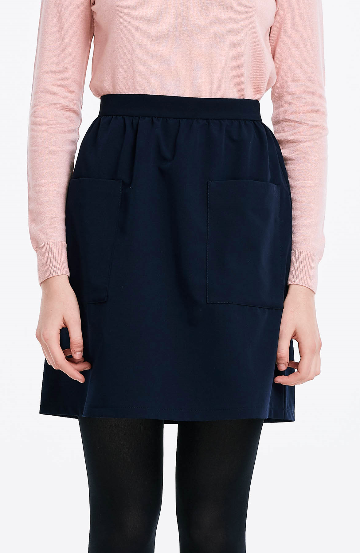 Dark blue skirt with pockets, photo 1