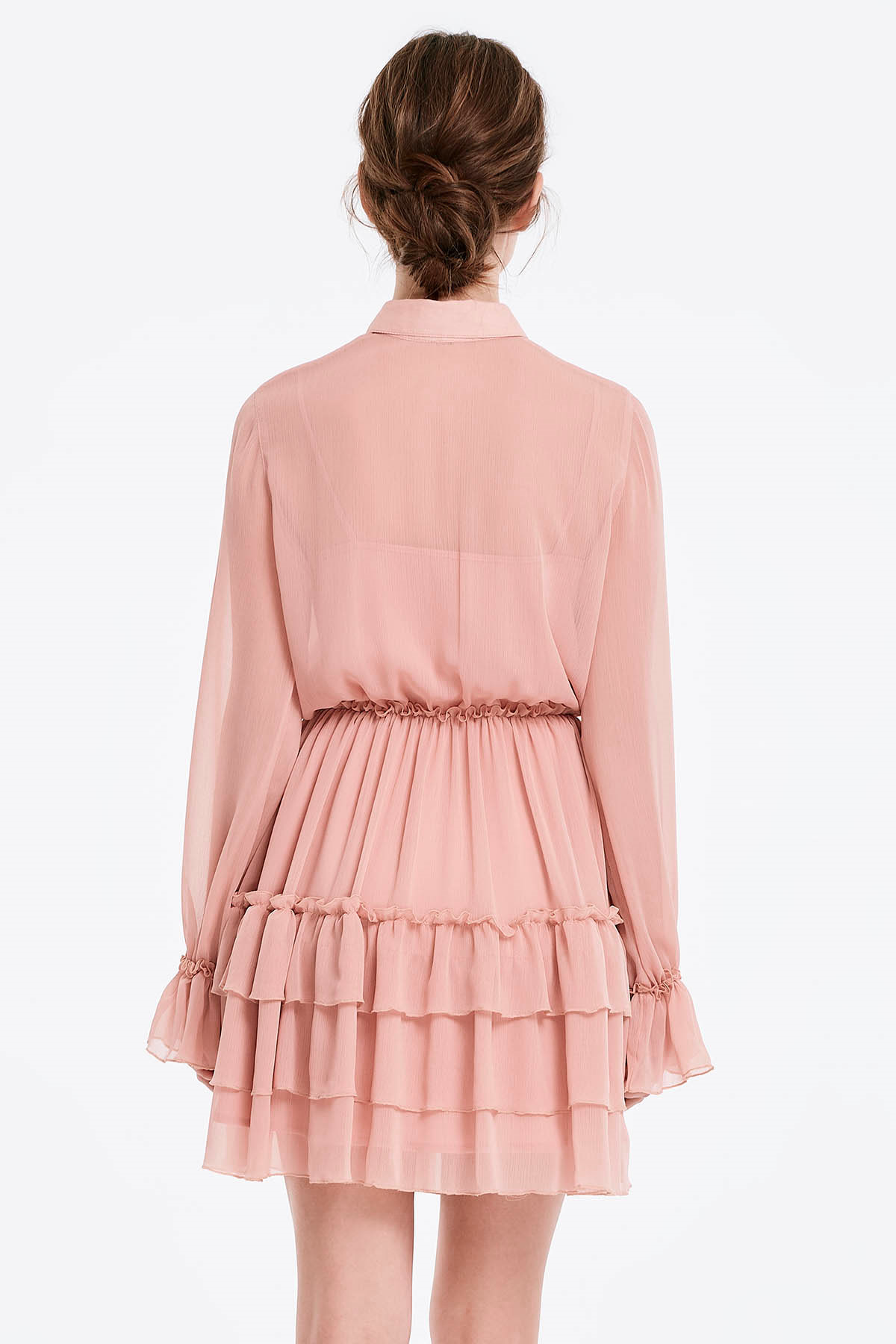 Powder pink dress with flounces, photo 2