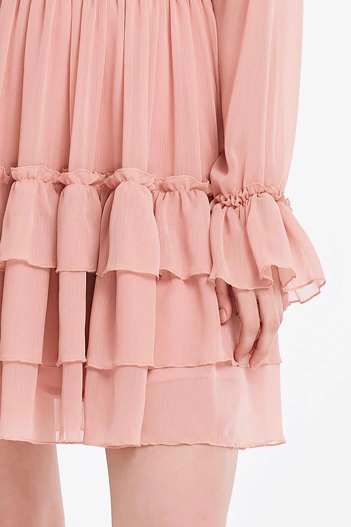 Powder pink dress with flounces, photo 5