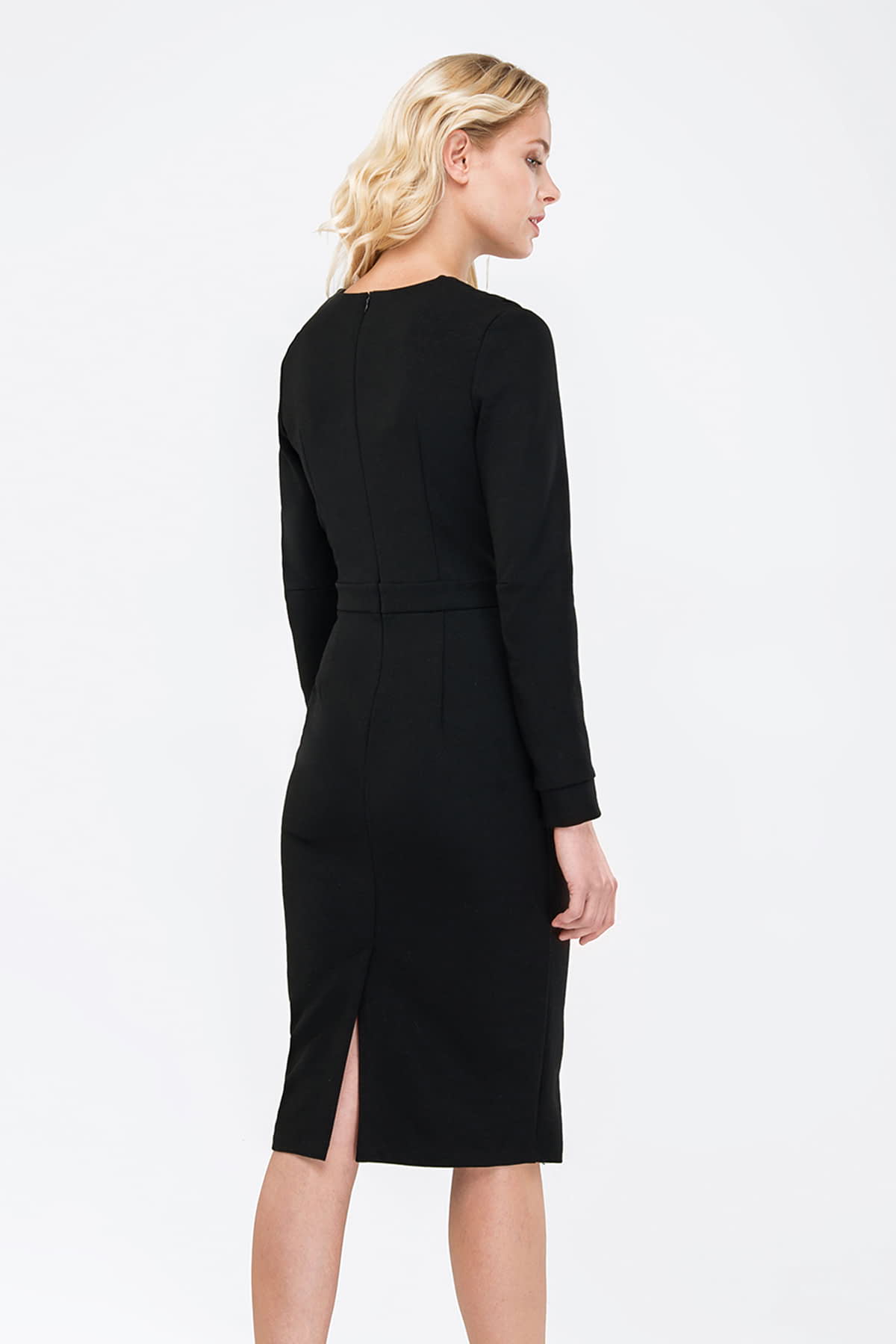 Сукня-футляр чорного кольору зі складками на грудях, фото 4