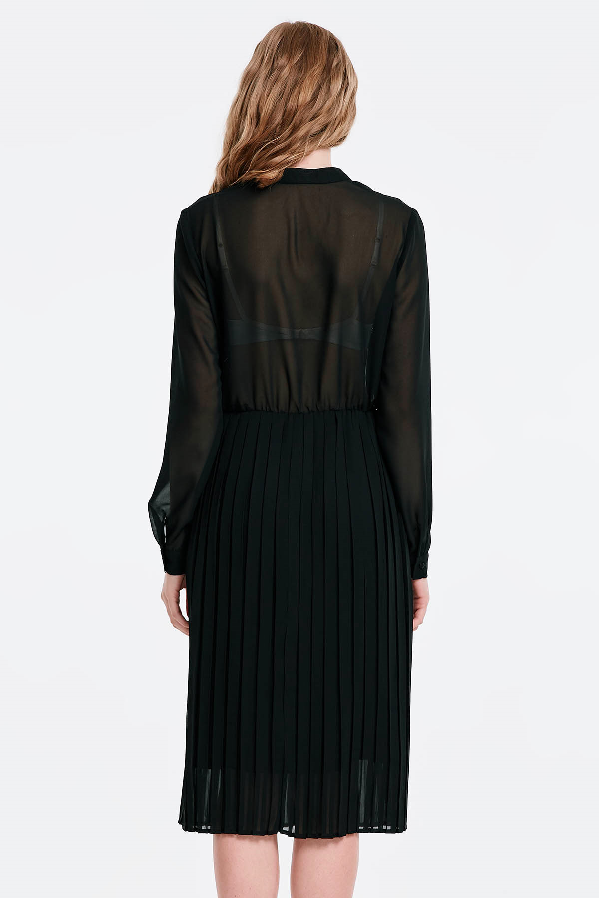 Чорна шифонова сукня з бантом спідниця пліссе, фото 2