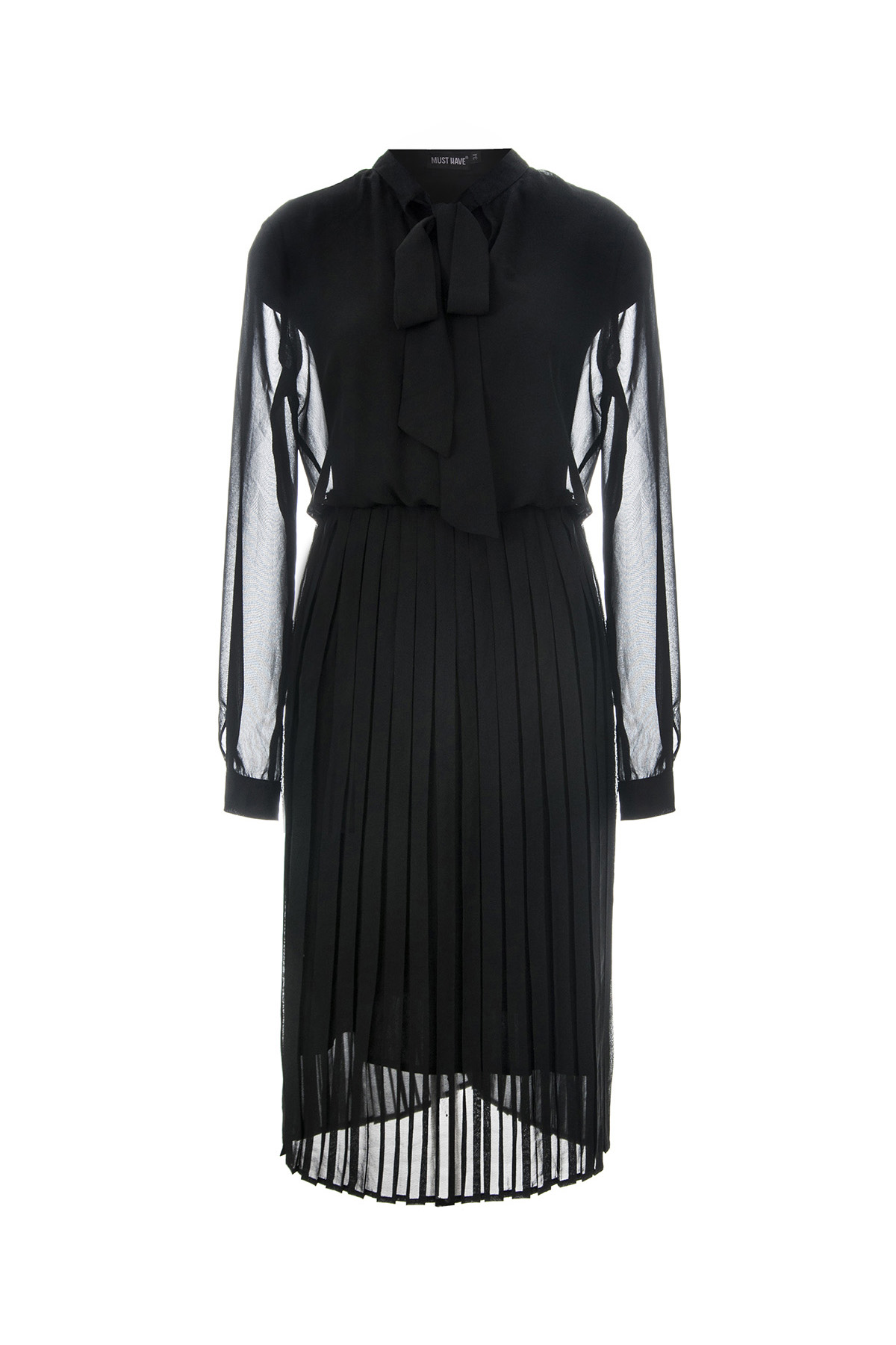 Чорна шифонова сукня з бантом спідниця пліссе, фото 6
