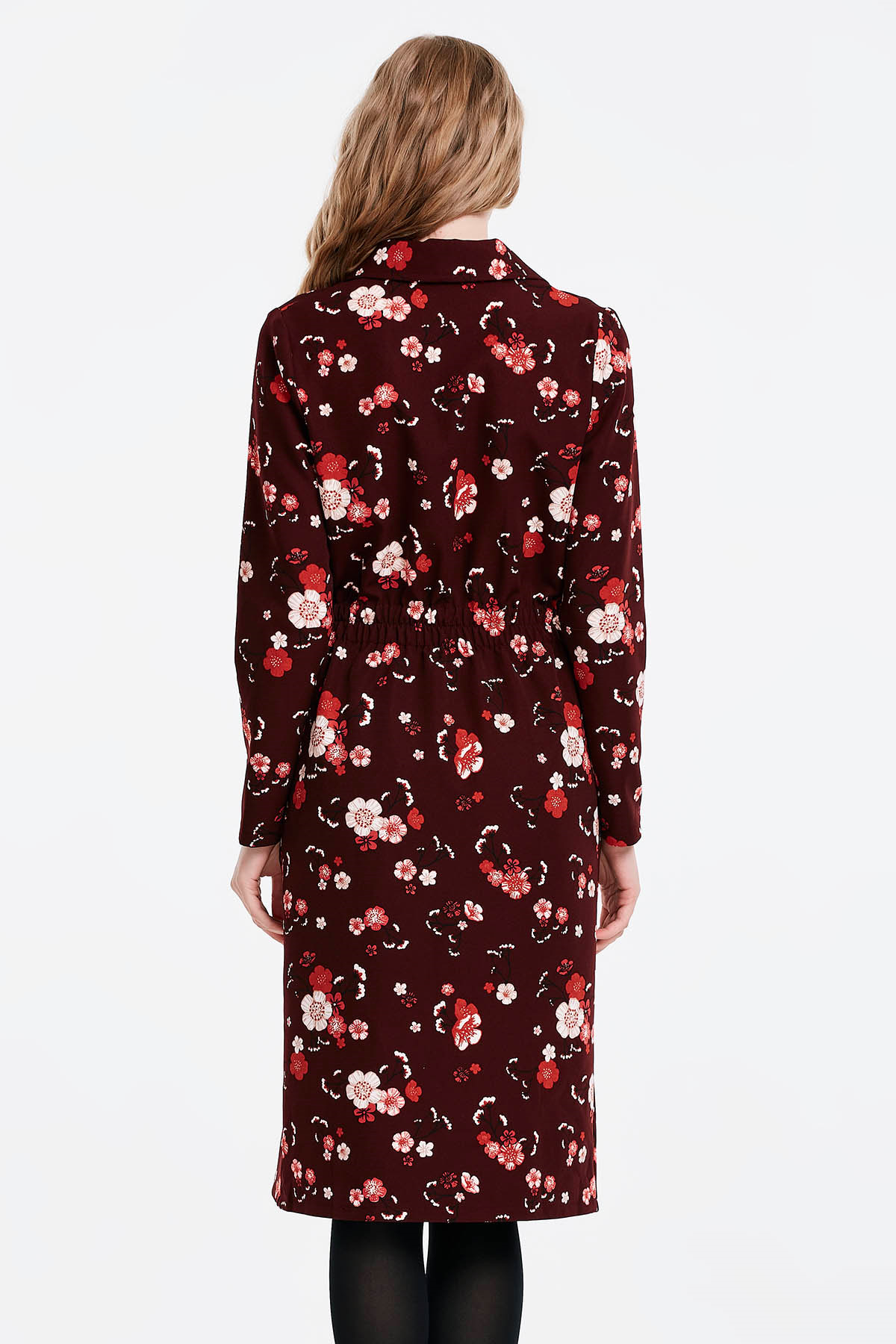 Burgundy dress with a floral print and buttons , photo 4
