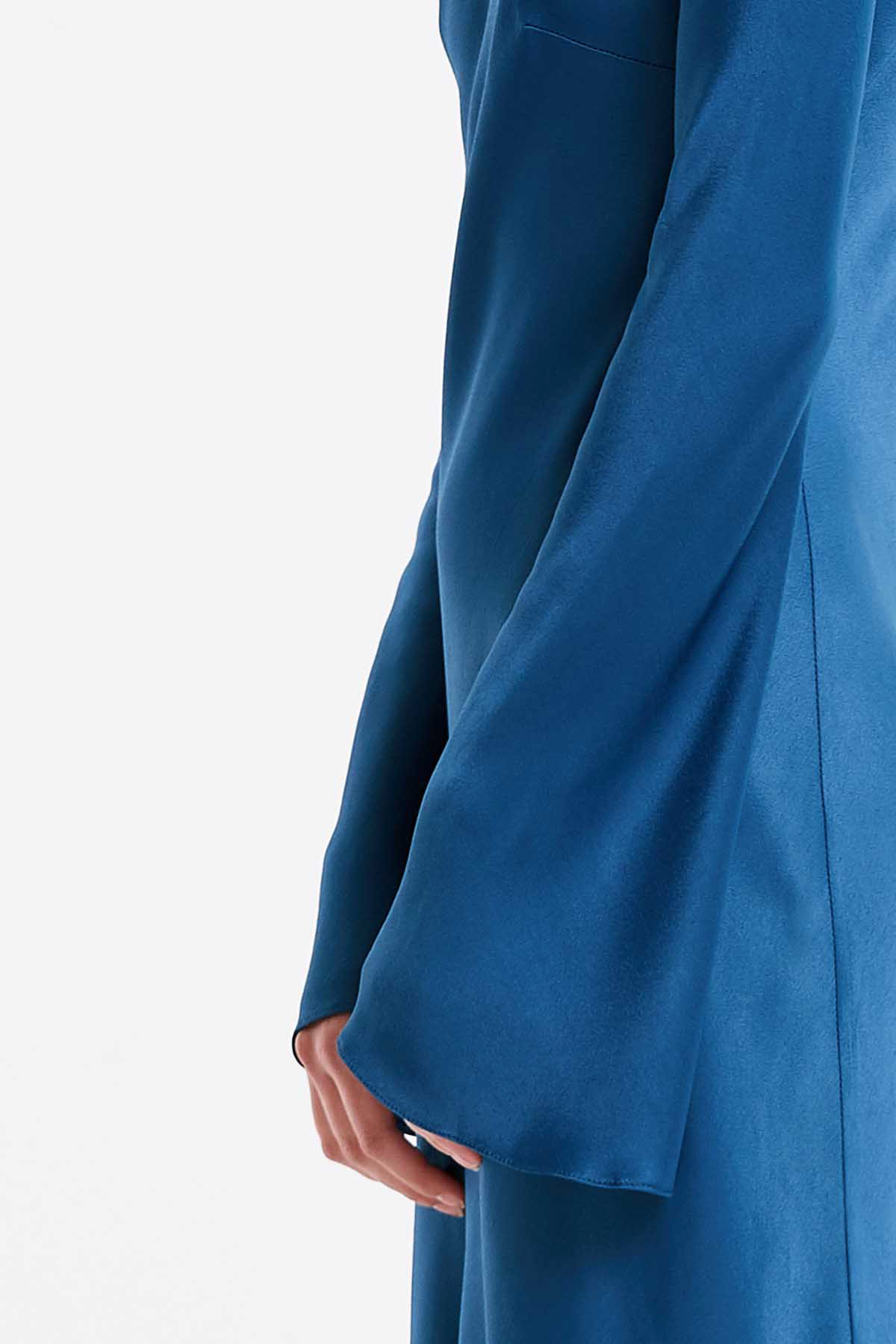 Синя сукня з бантом на спині, рукав кльош, фото 5