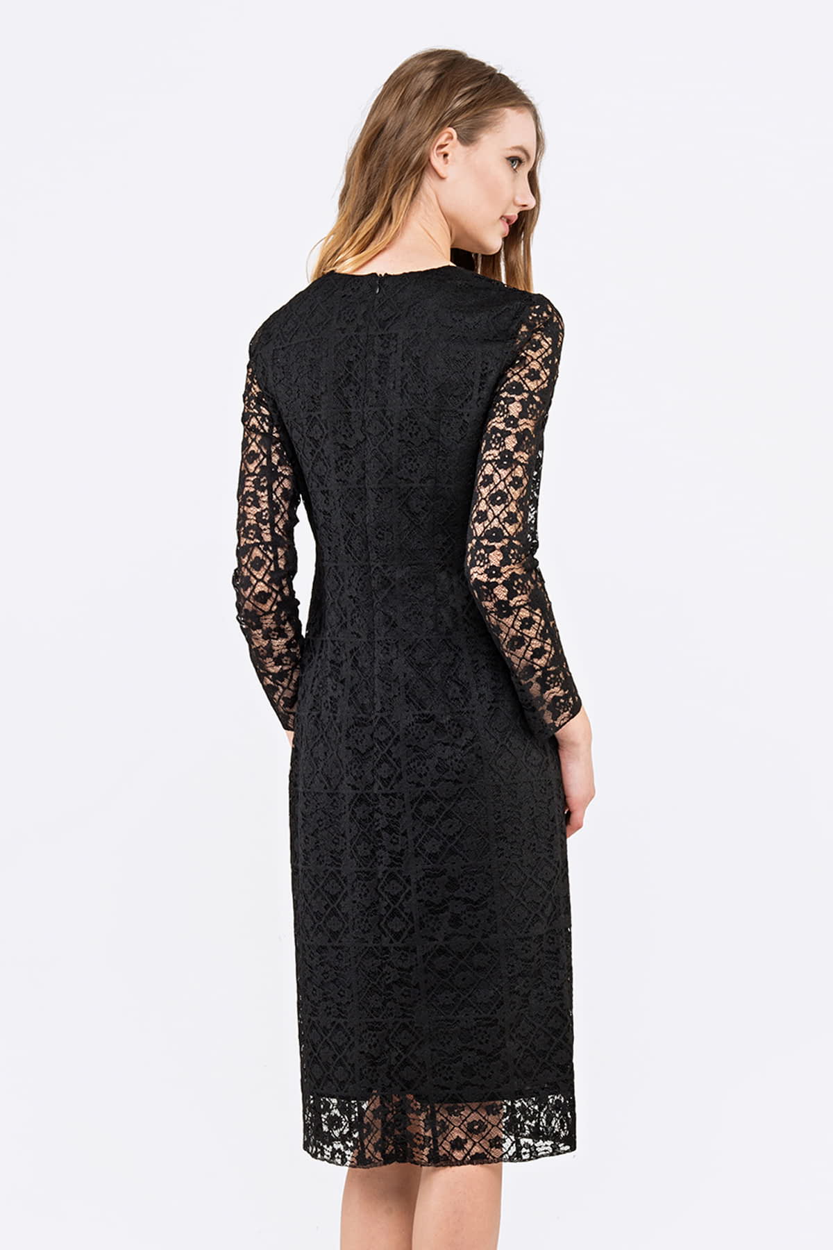Straight midi dress, black lace, photo 3