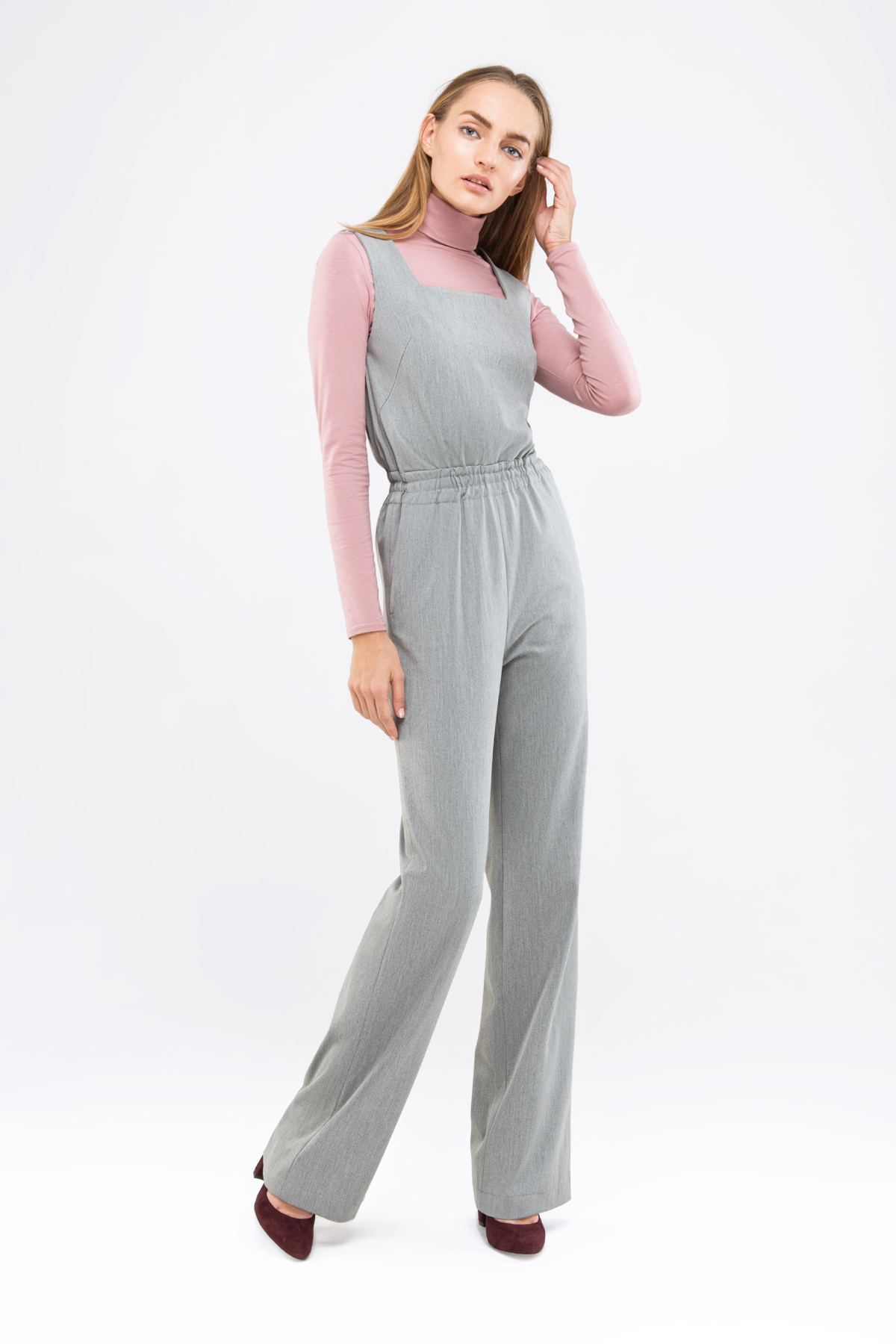 Grey jumpsuit with an elastic waistband , photo 5