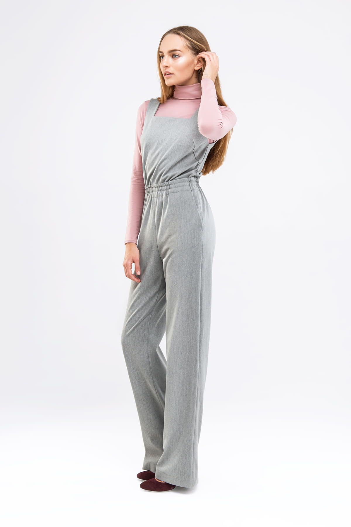 Grey jumpsuit with an elastic waistband , photo 2
