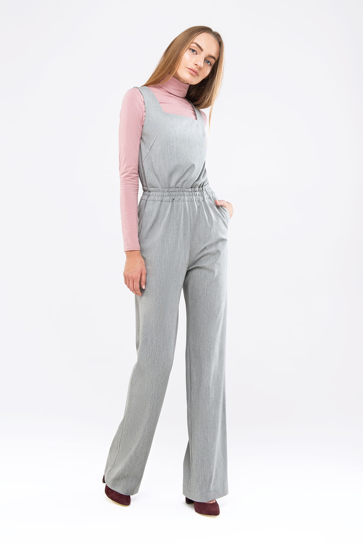 Grey jumpsuit with an elastic waistband , photo 4