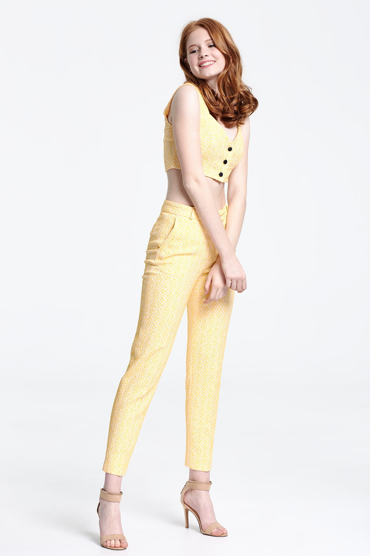 Вкорочені штани з жовтим орнаментом , фото 5