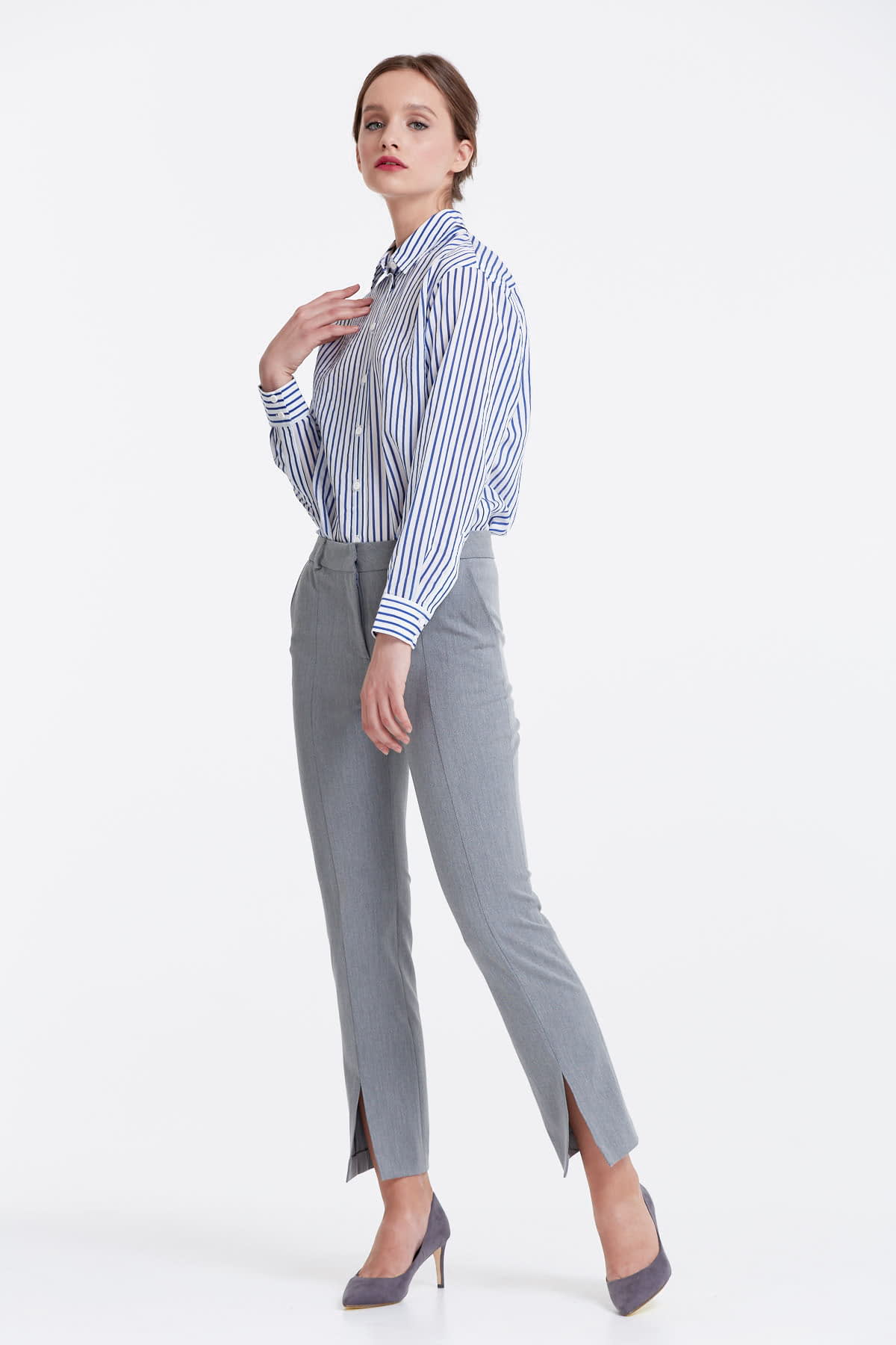 Grey trousers with slits , photo 3