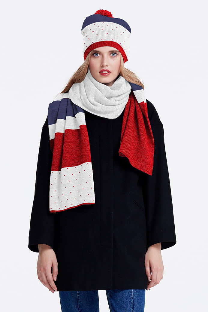 White scarf with red and blue stripes, photo 1