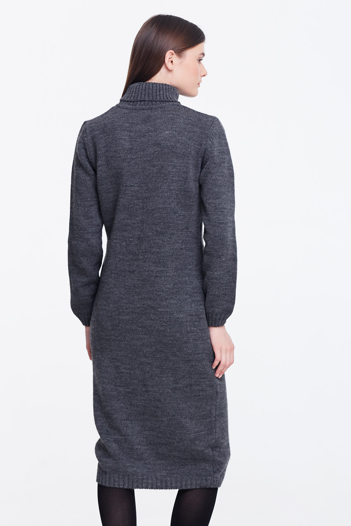 Grey knit dress with a stand up collar, photo 2