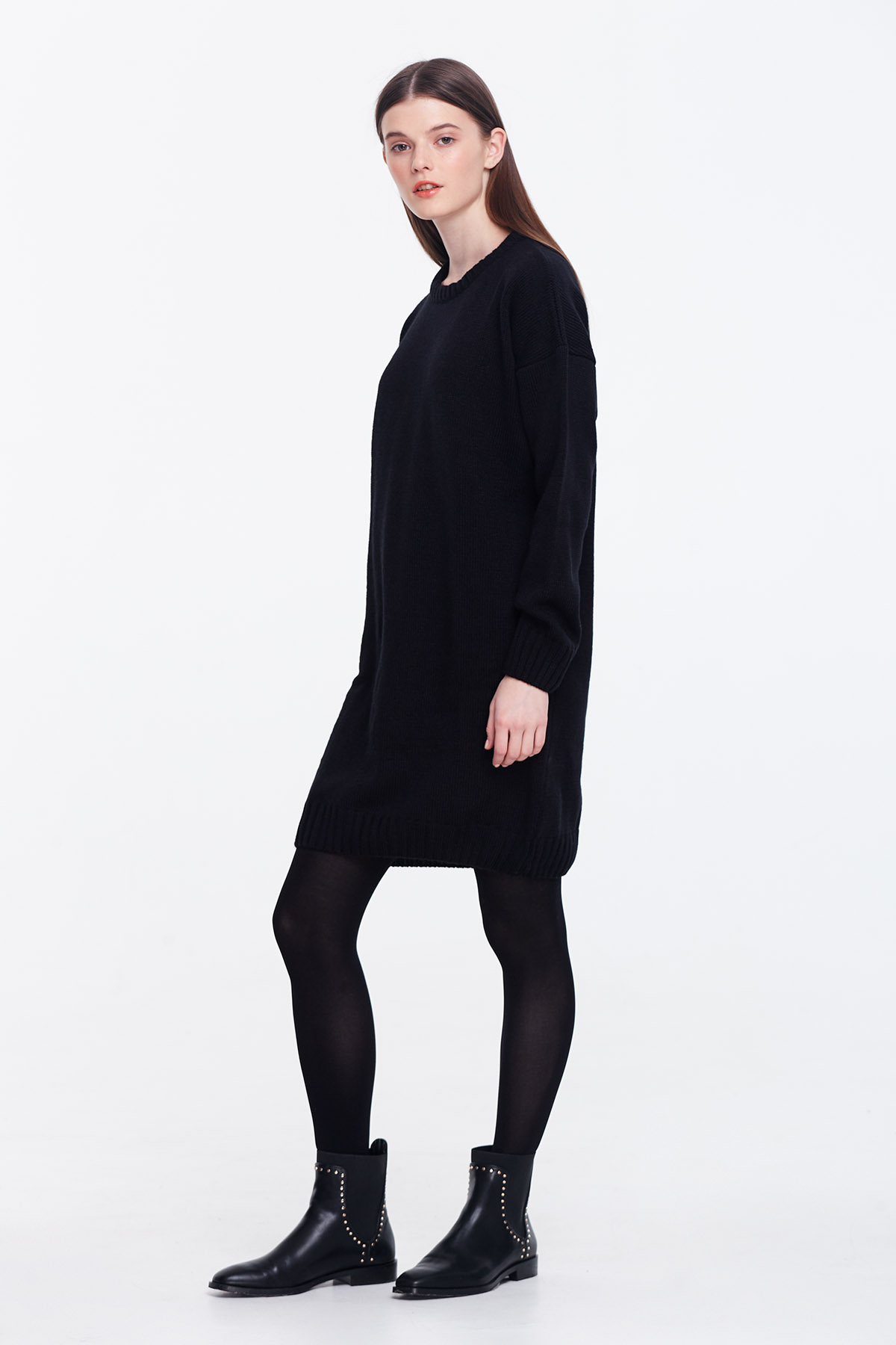 Loose-fitting black knit dress , photo 1
