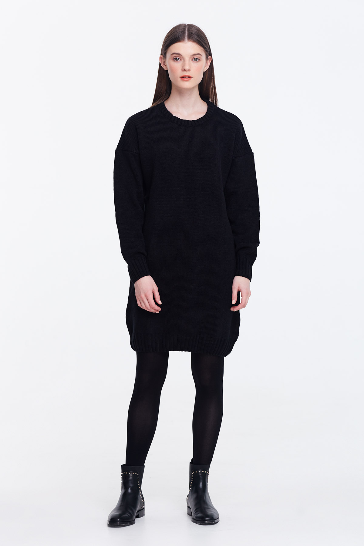 Loose-fitting black knit dress , photo 4