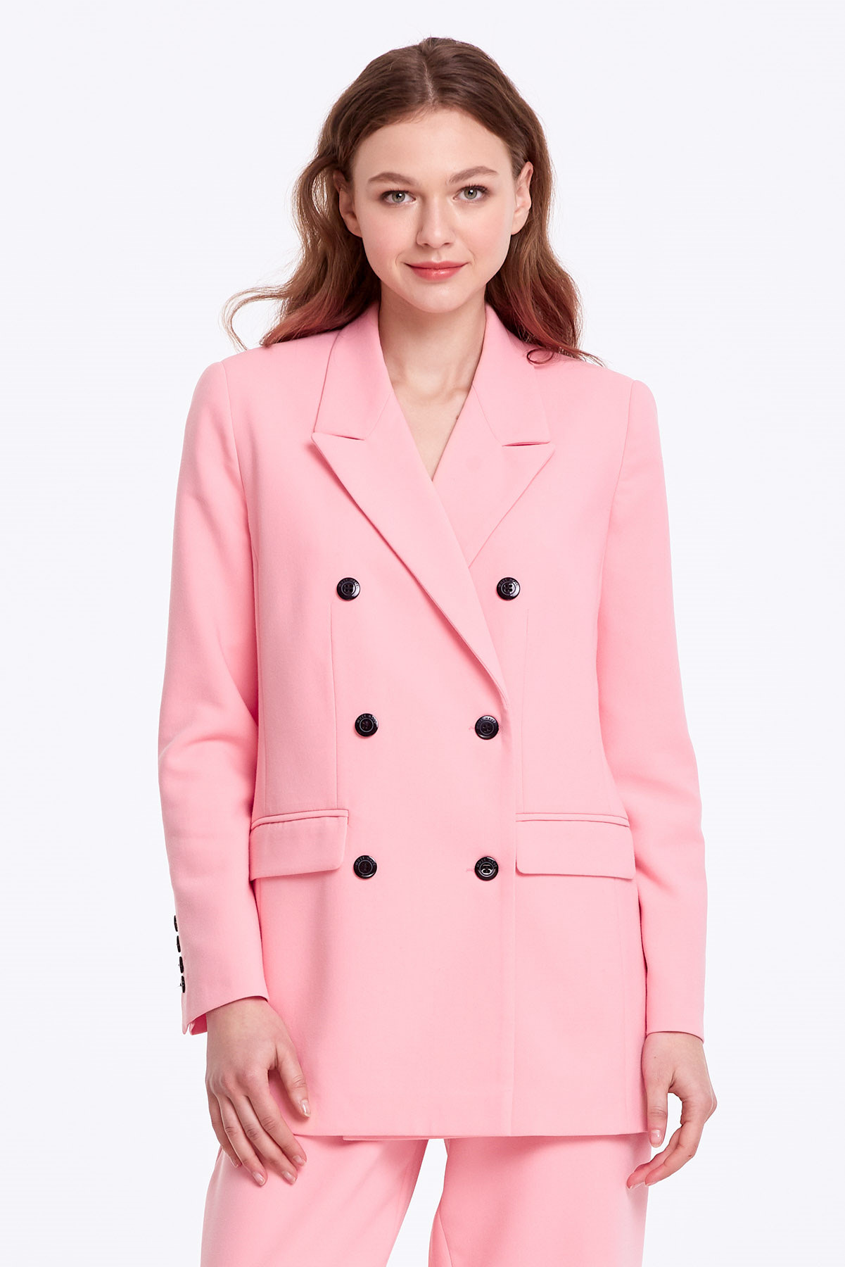 Double-breasted pink jacket with pockets, photo 1