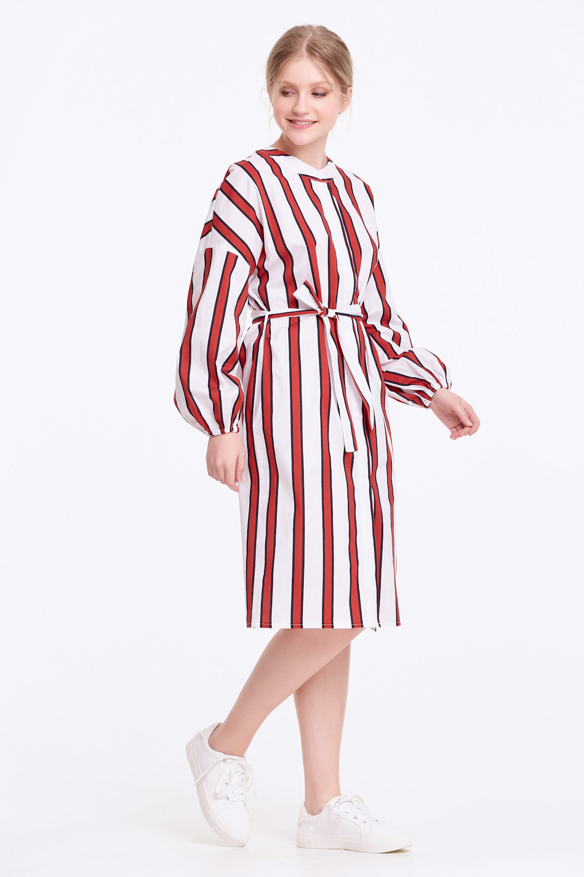 White dress with red and black stripes, photo 7