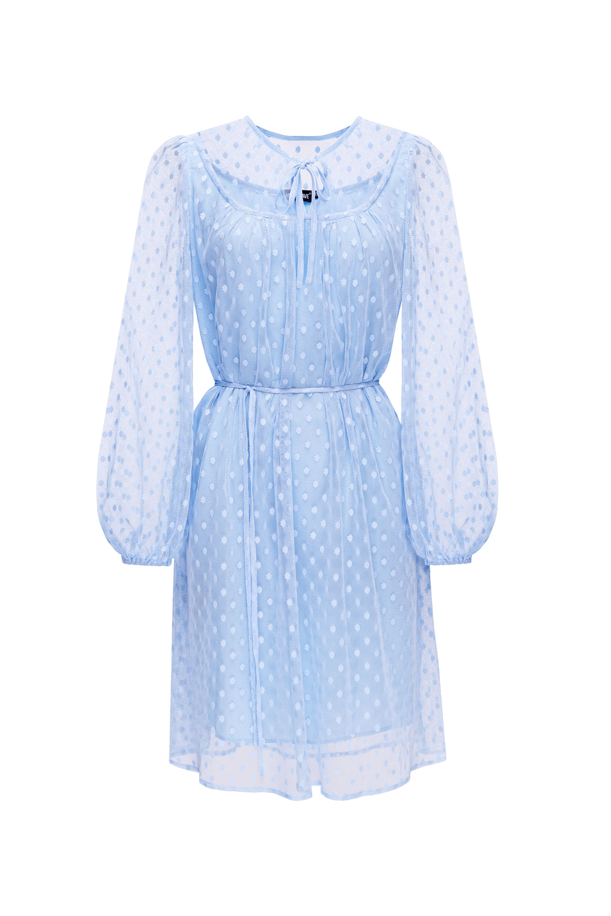 Голубое платье в горох с завязками, фото 13