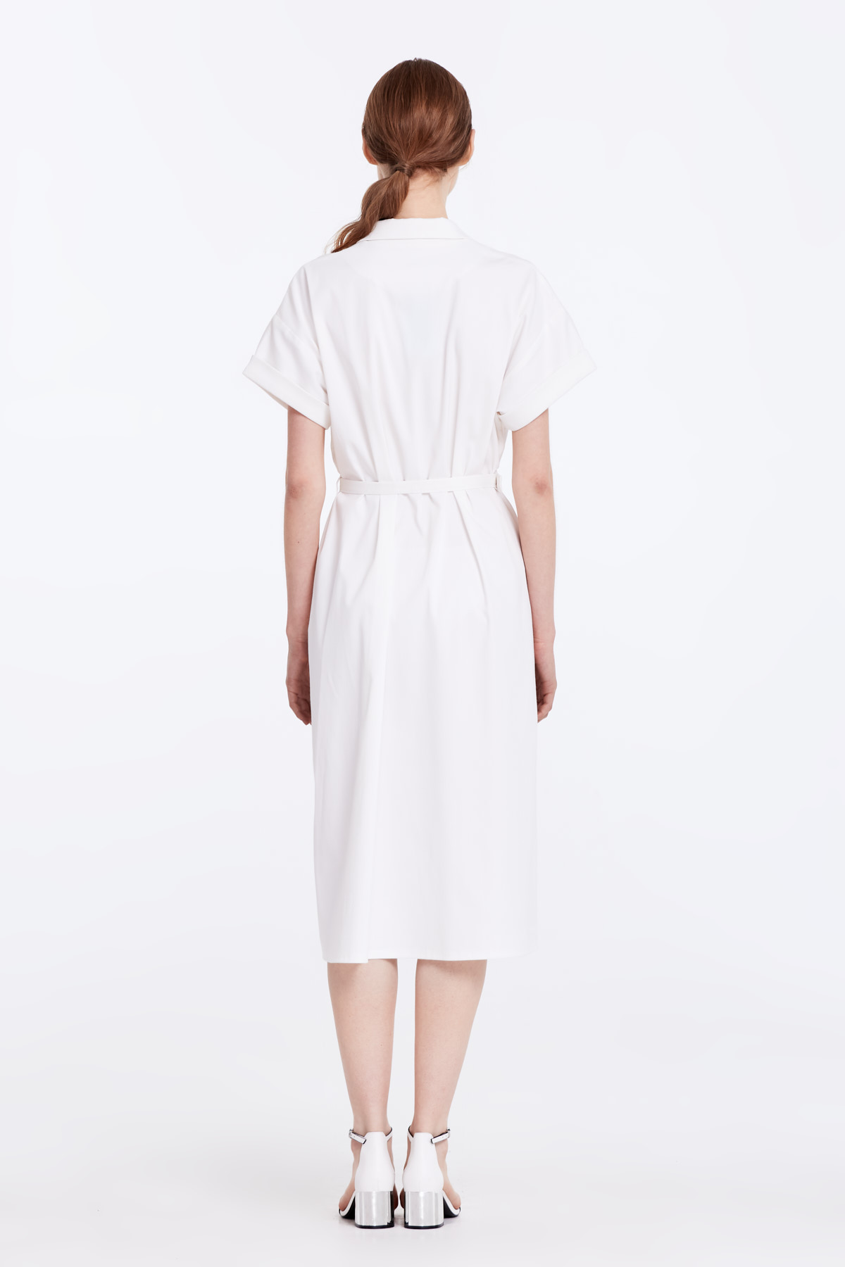 Белое платье на пуговицах с поясом , фото 6