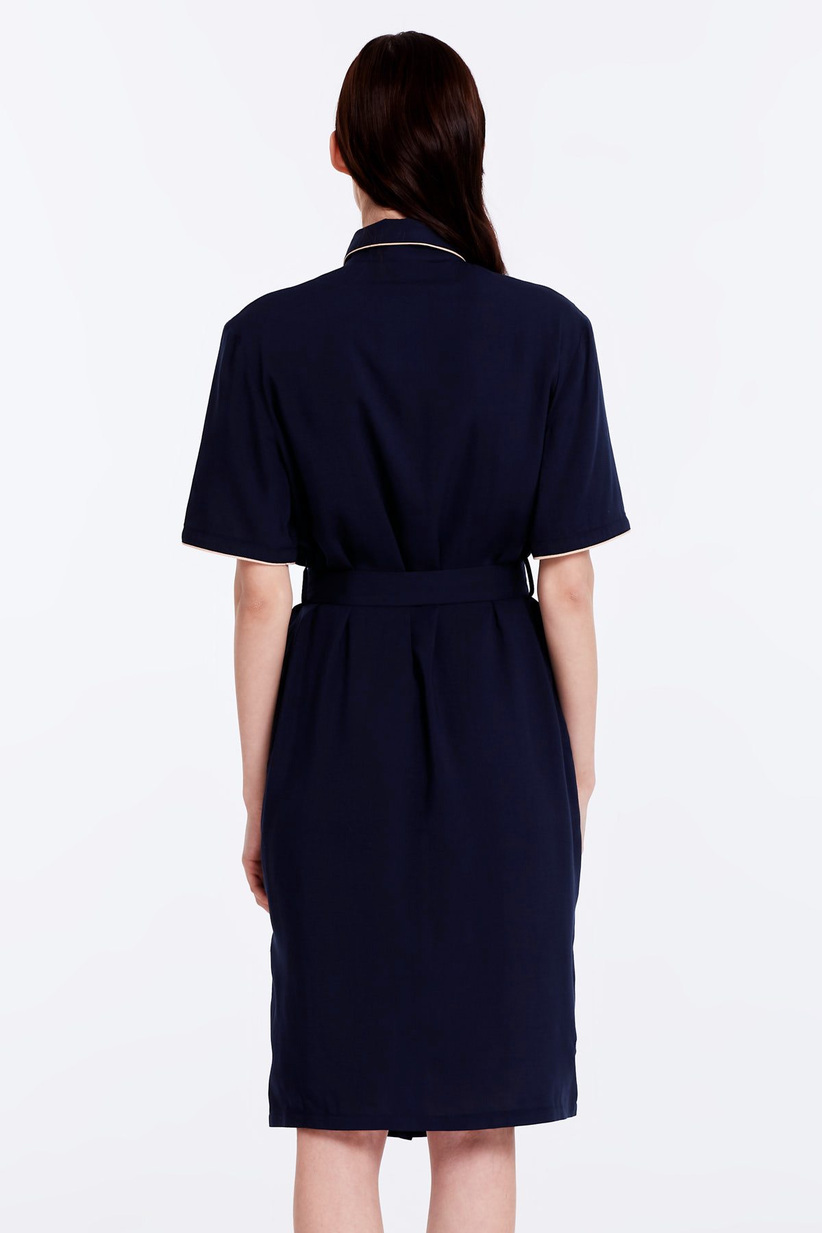 Dark-blue dress with a beige piping, photo 5