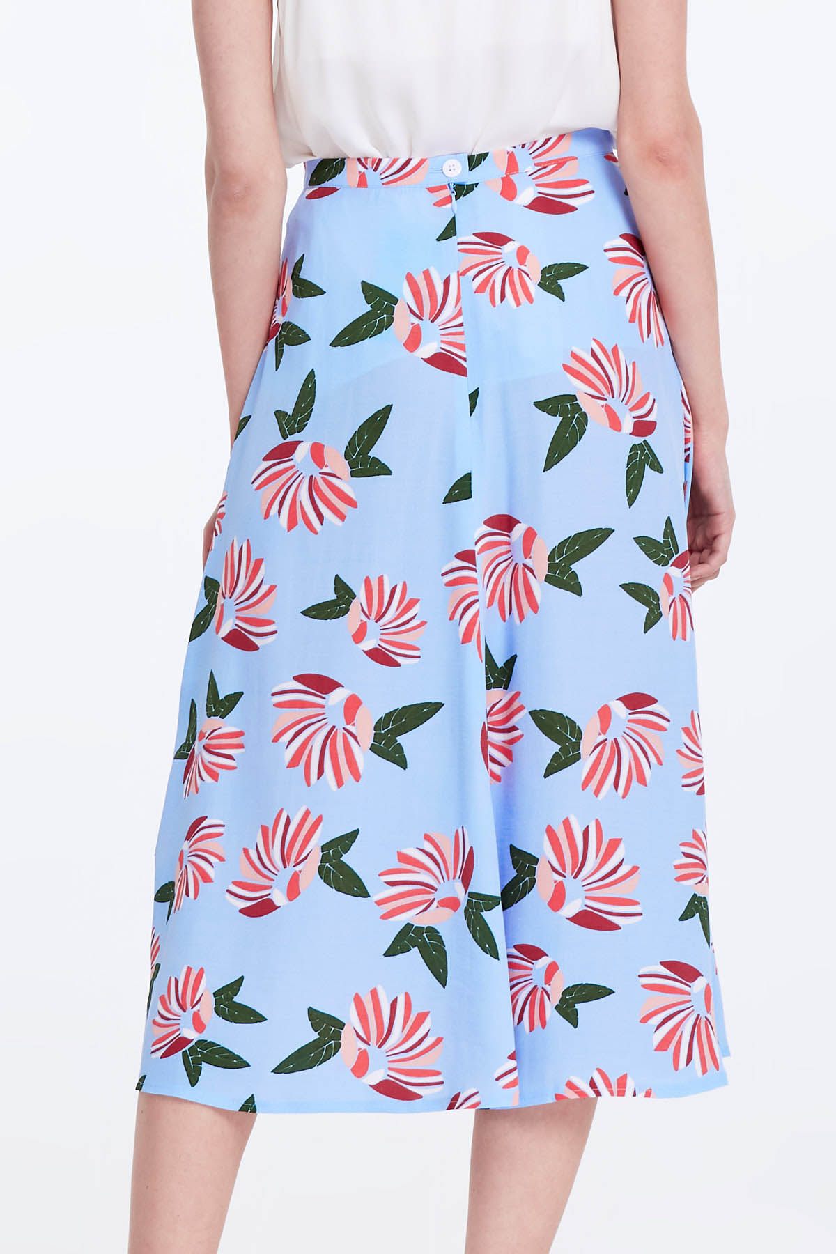 Midi blue skirt with a floral print , photo 6
