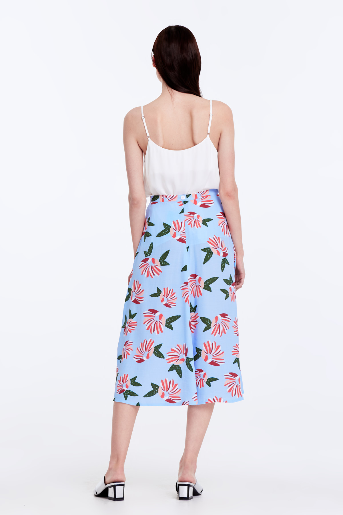 Midi blue skirt with a floral print , photo 7