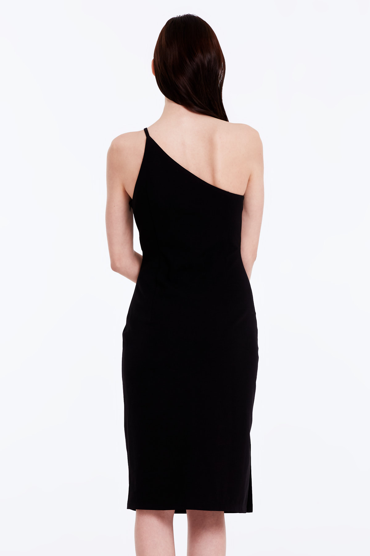 Чорна сукня на одне плече з розрізом, фото 6