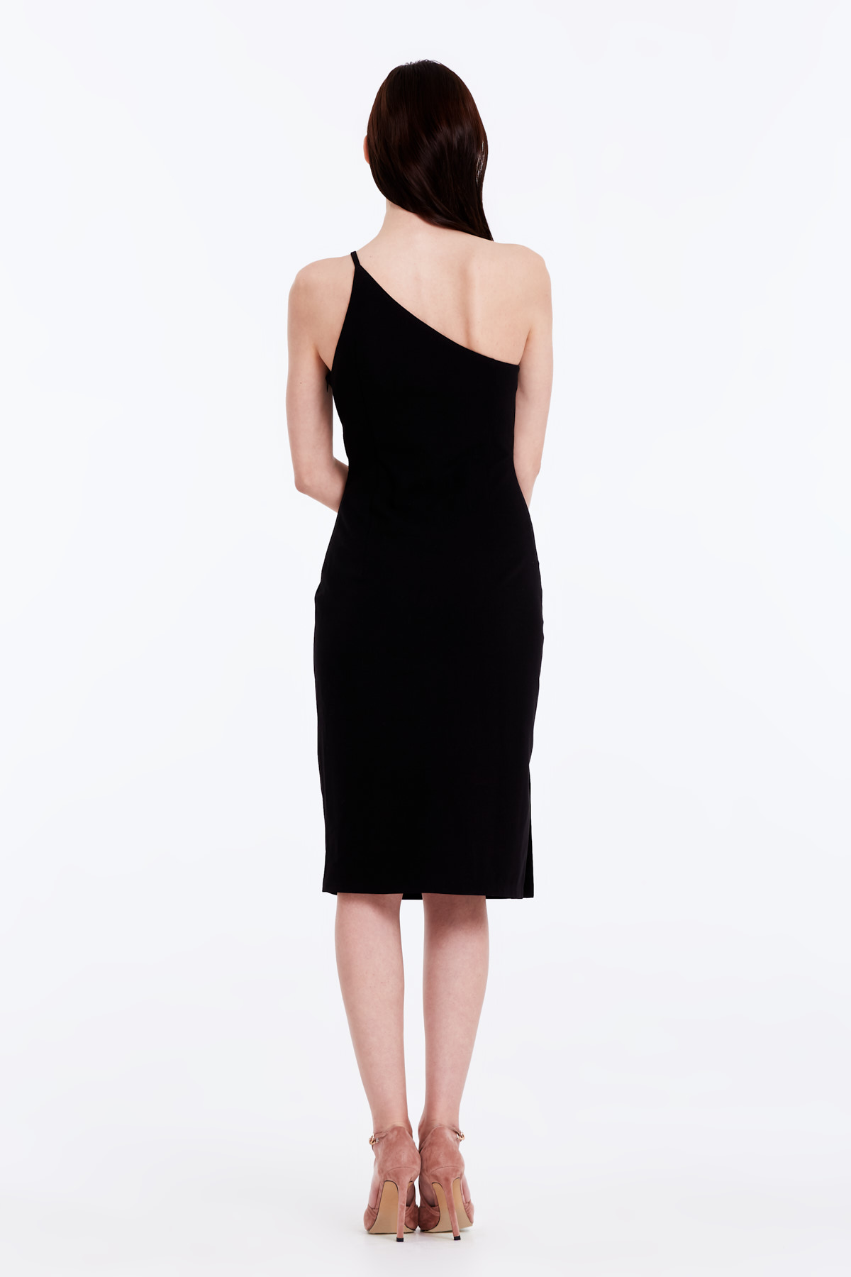 One shoulder black dress with a slit , photo 7