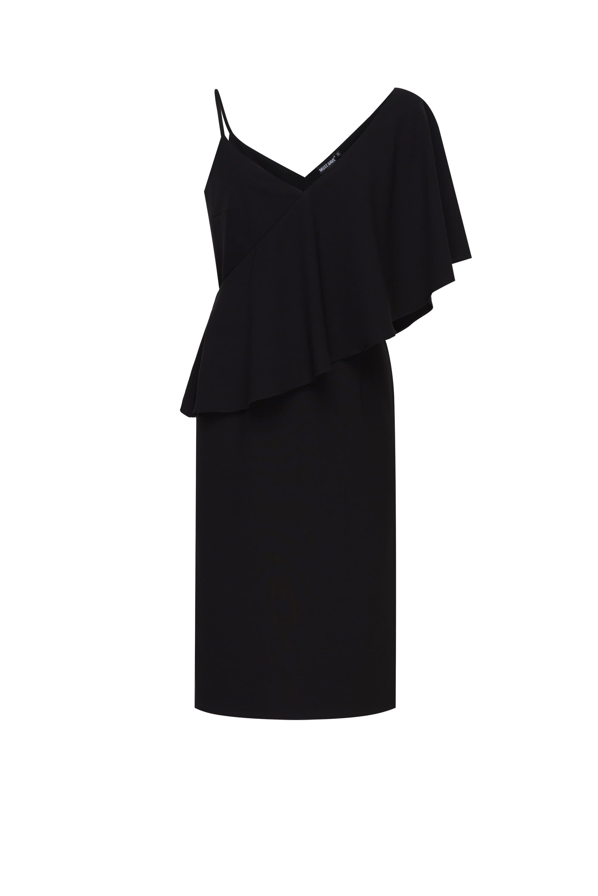 Чорна сукня на одне плече з воланом , фото 8