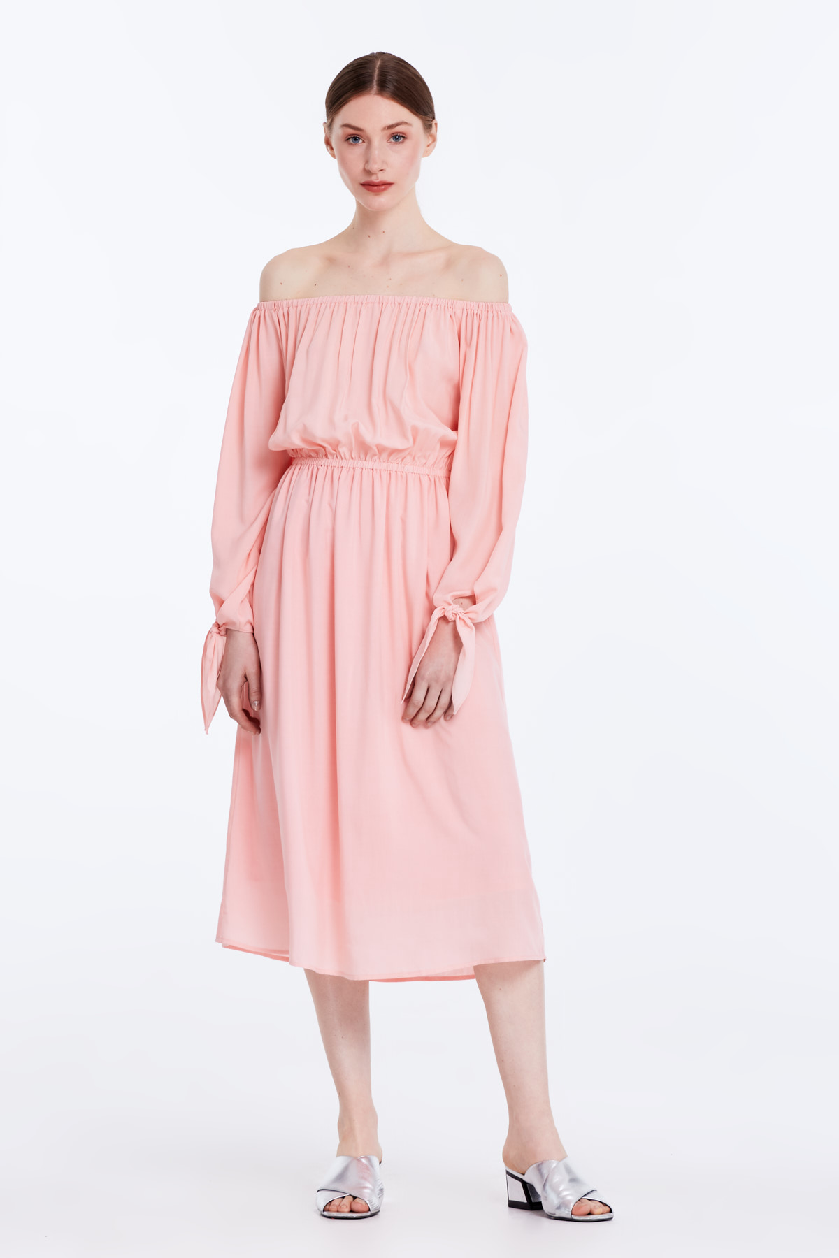 Off-shoulder powder pink dress, photo 2