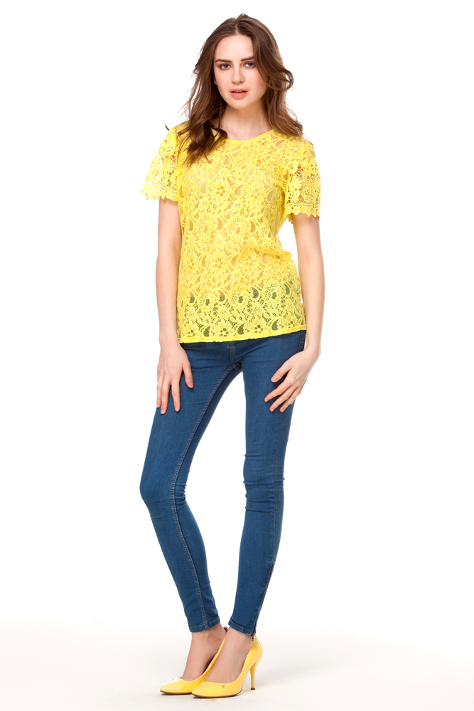 Yellow lace top , photo 3
