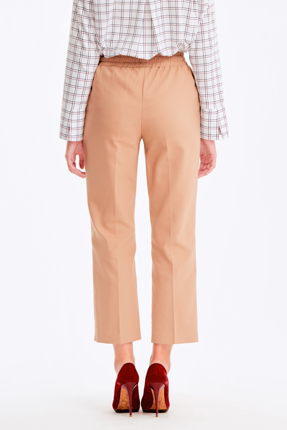 Beige trousers with an elastic waistband, photo 6