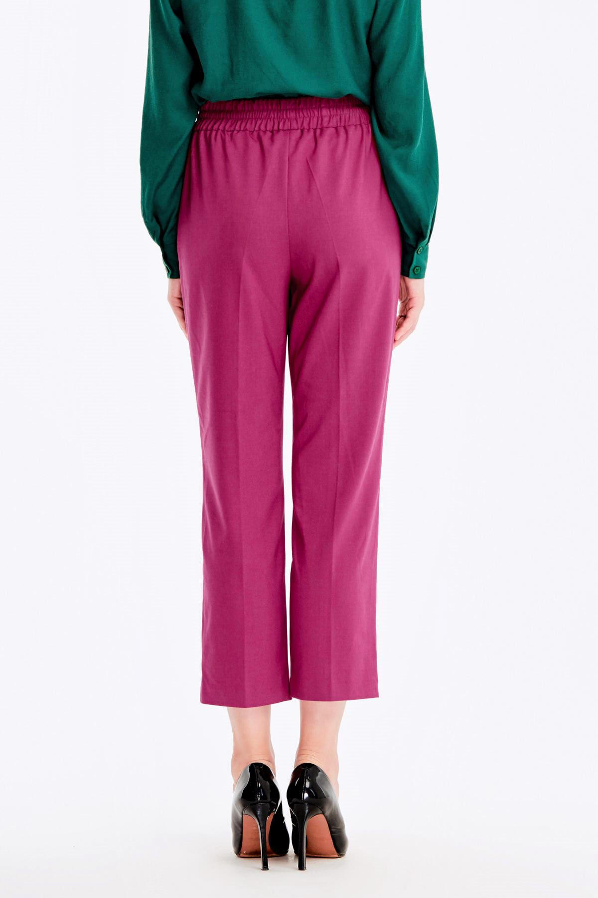 Fuschia trousers with an elastic waistband, photo 5