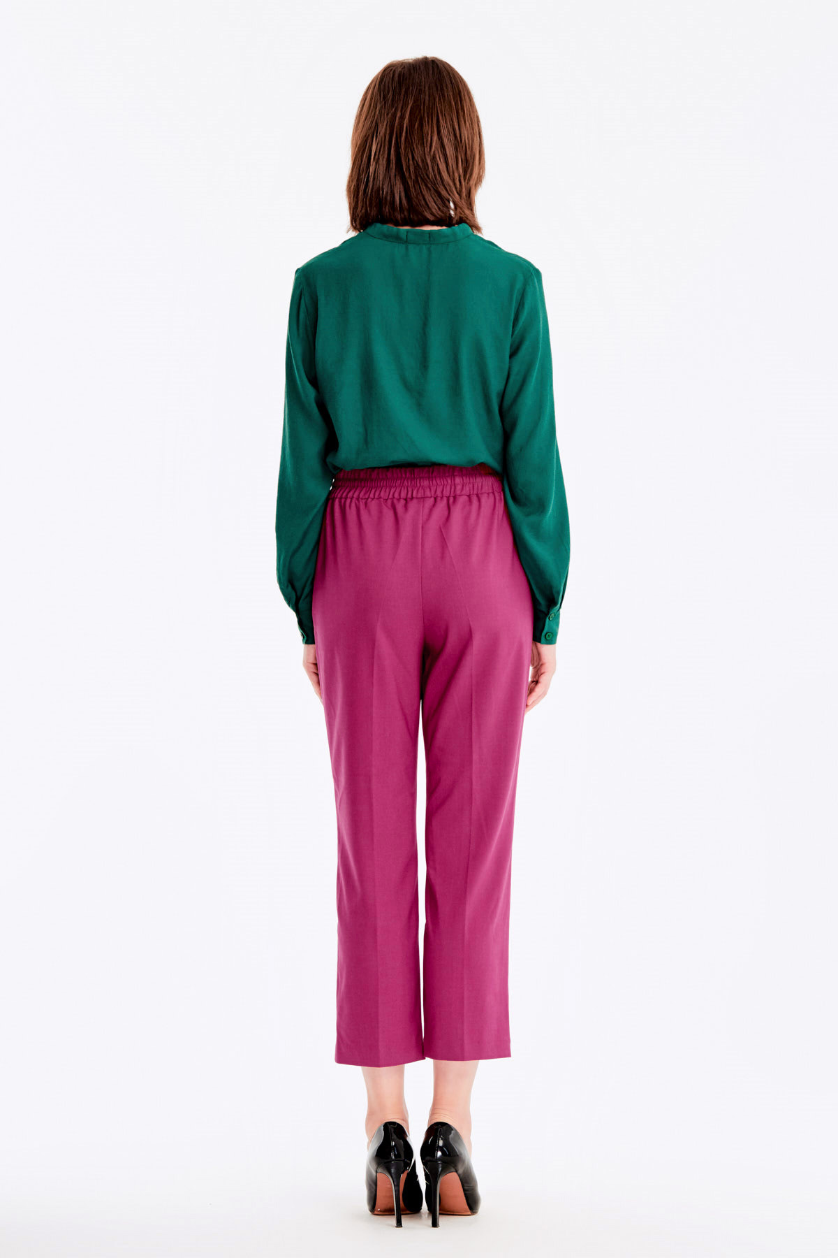 Fuschia trousers with an elastic waistband, photo 6