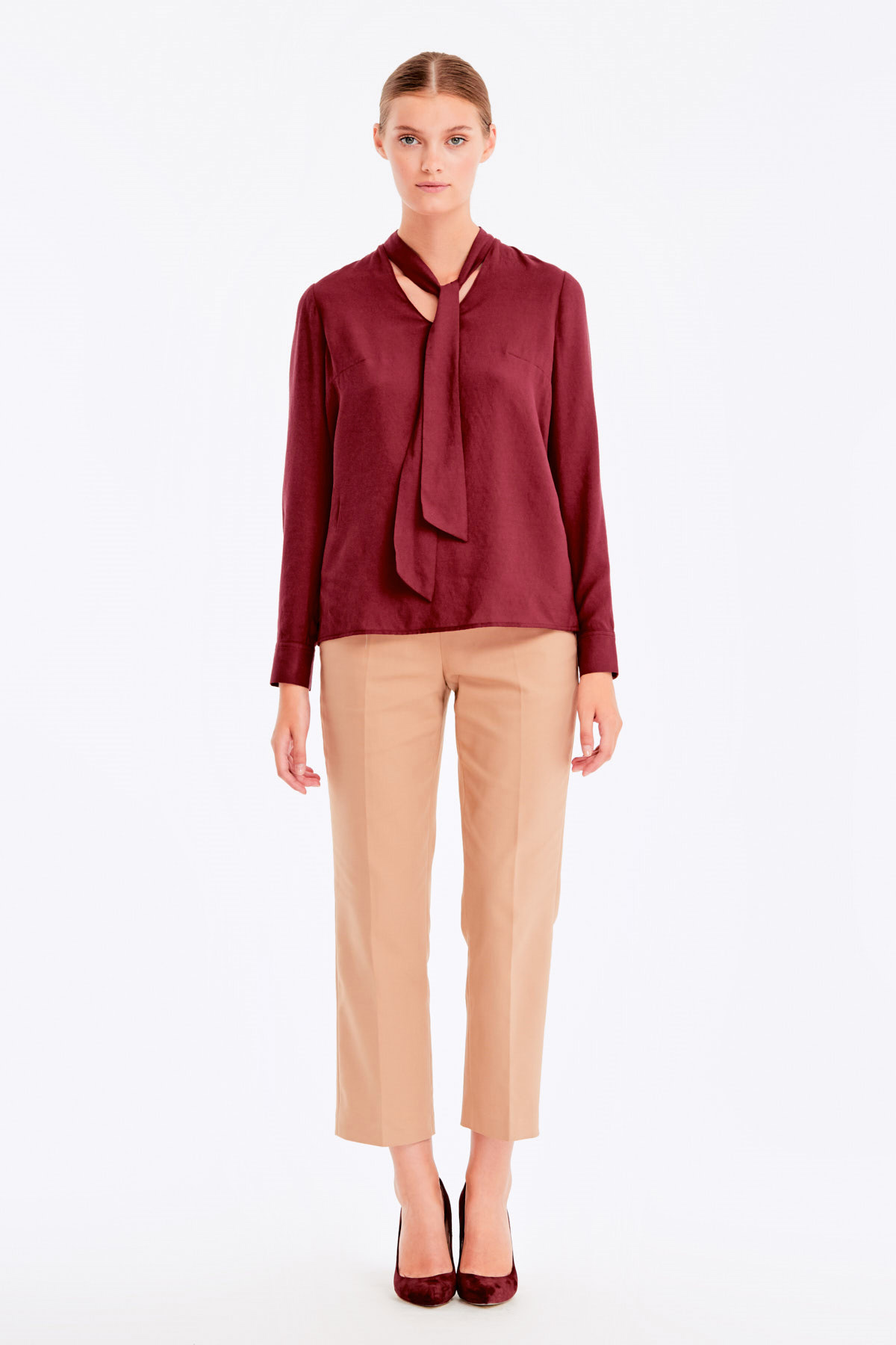 Burgundy blouse with ties, photo 3