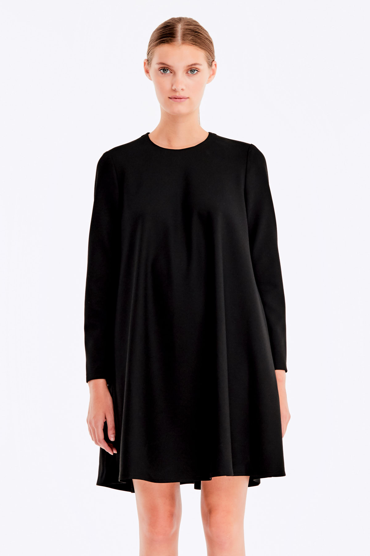 Loose-fitting black dress with a white collar , photo 9
