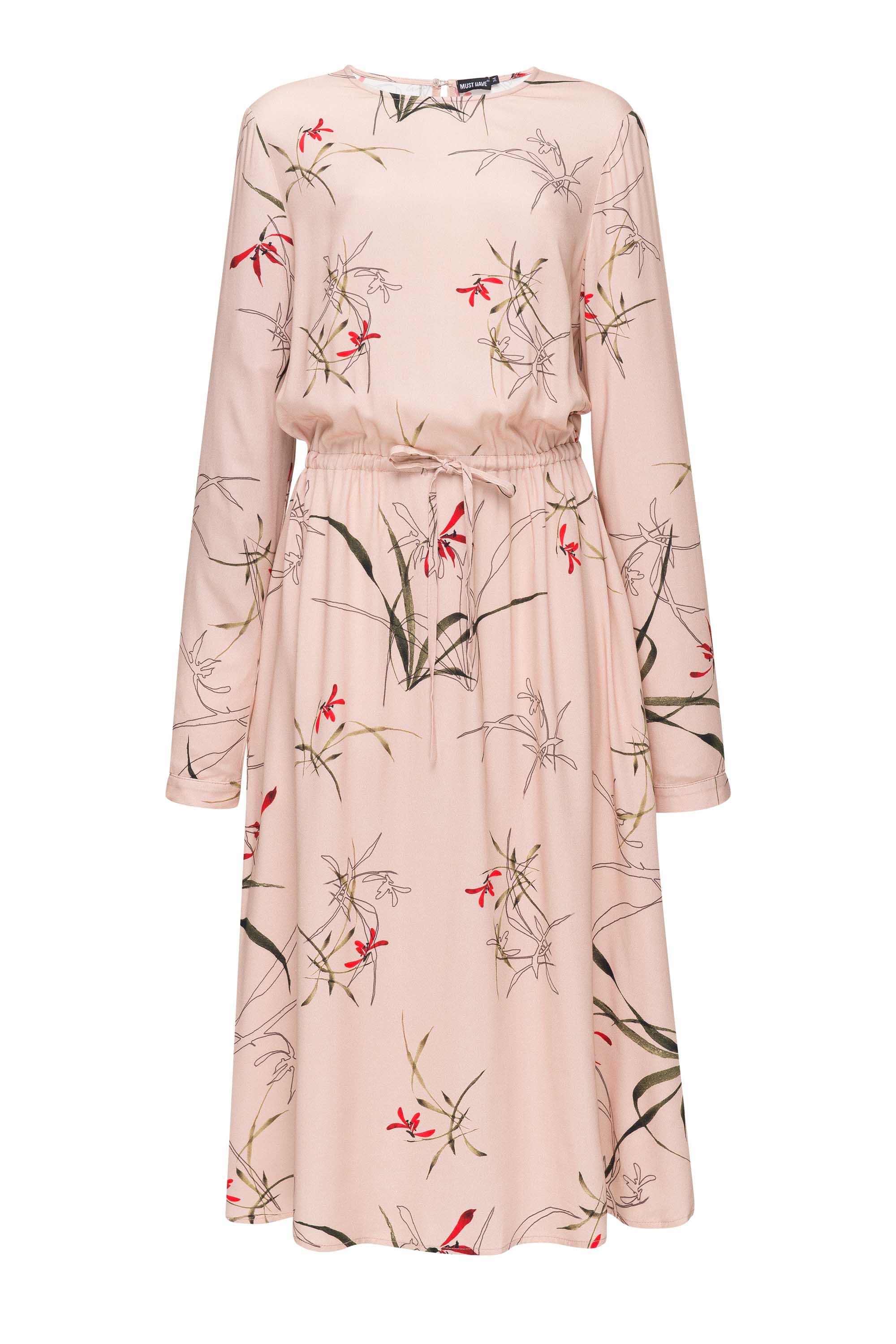 Beige dress with a floral print and ties, photo 8