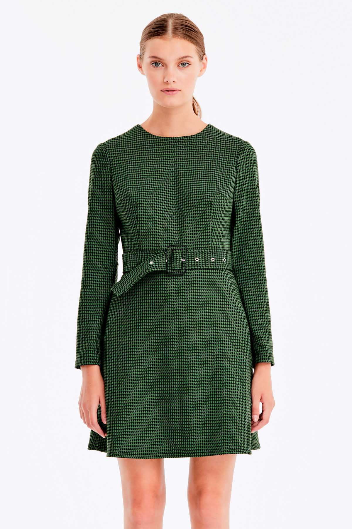 Green dress with a houndstooth print, photo 2
