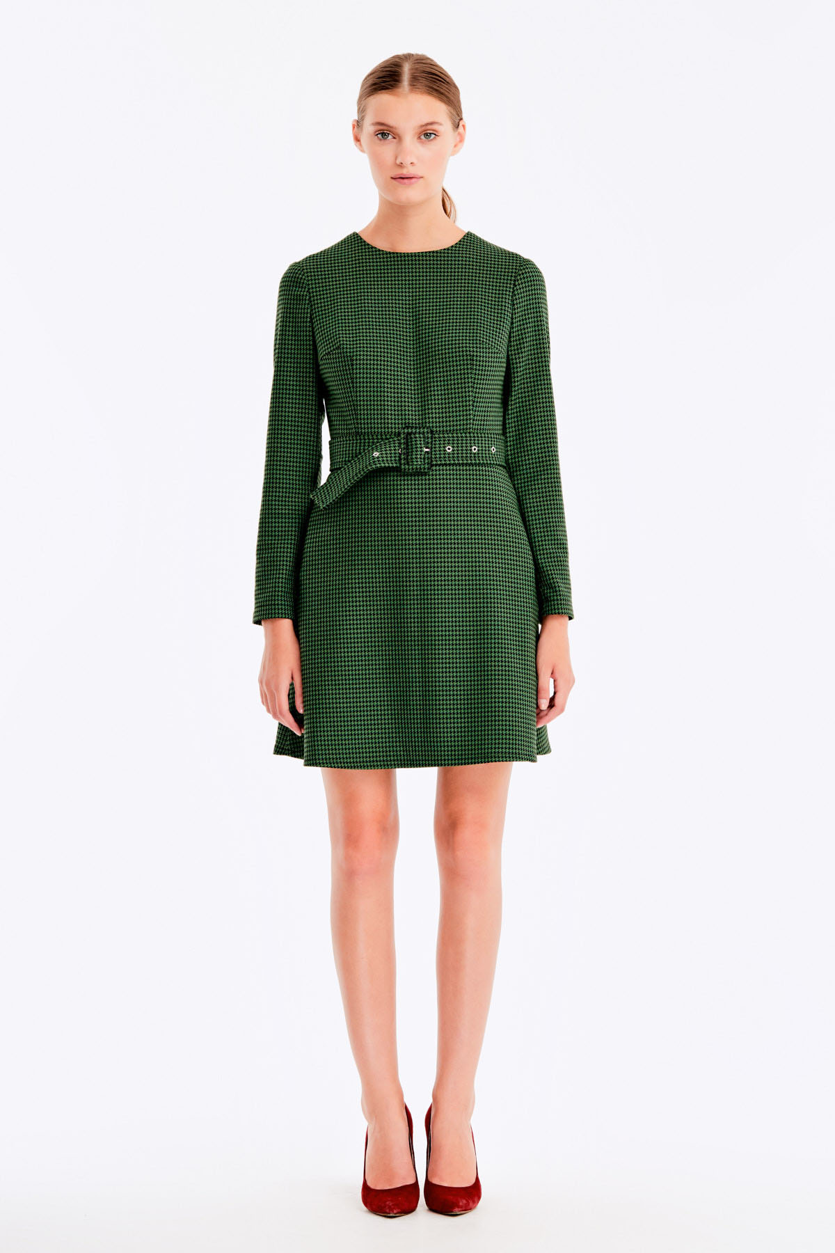Green dress with a houndstooth print, photo 4