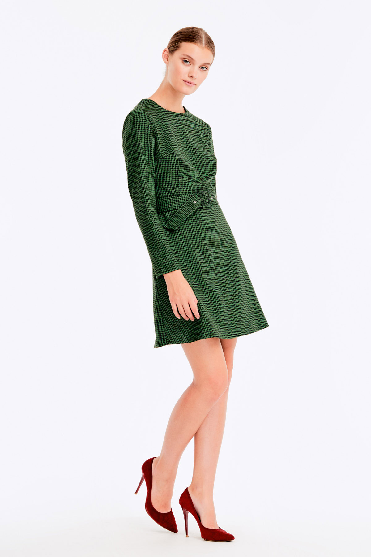 Green dress with a houndstooth print, photo 8