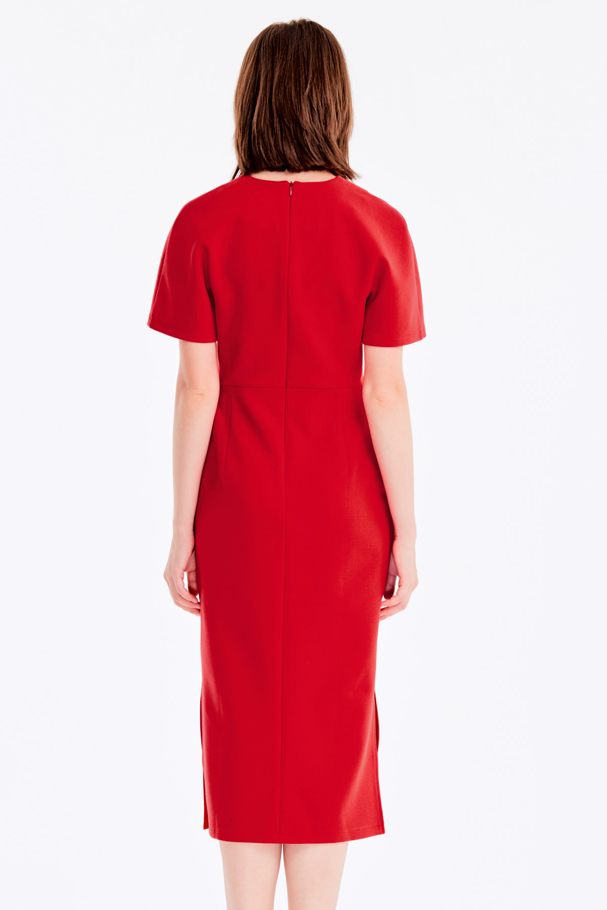 Червона сукня з V-подібним вирізом і розрізами , фото 5
