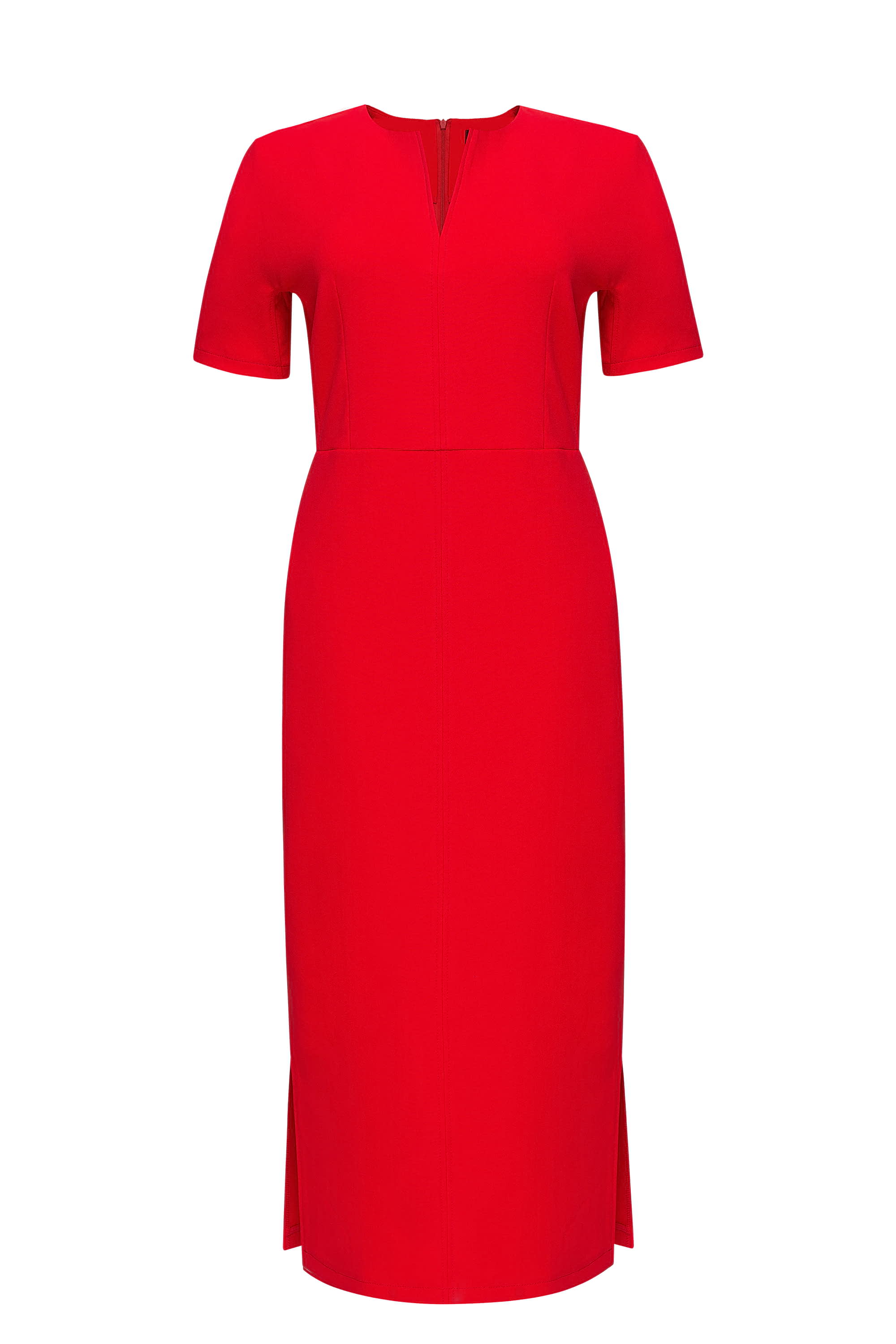 V-neck red dress with slits  , photo 11