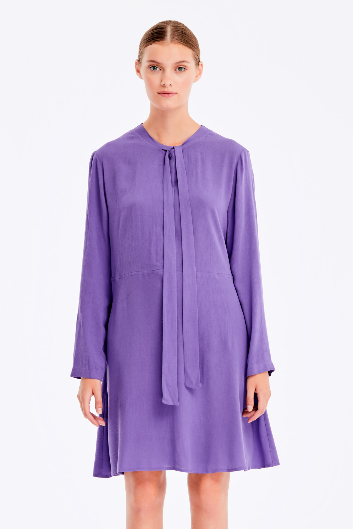 Фиолетовое платье с завязками, фото 1