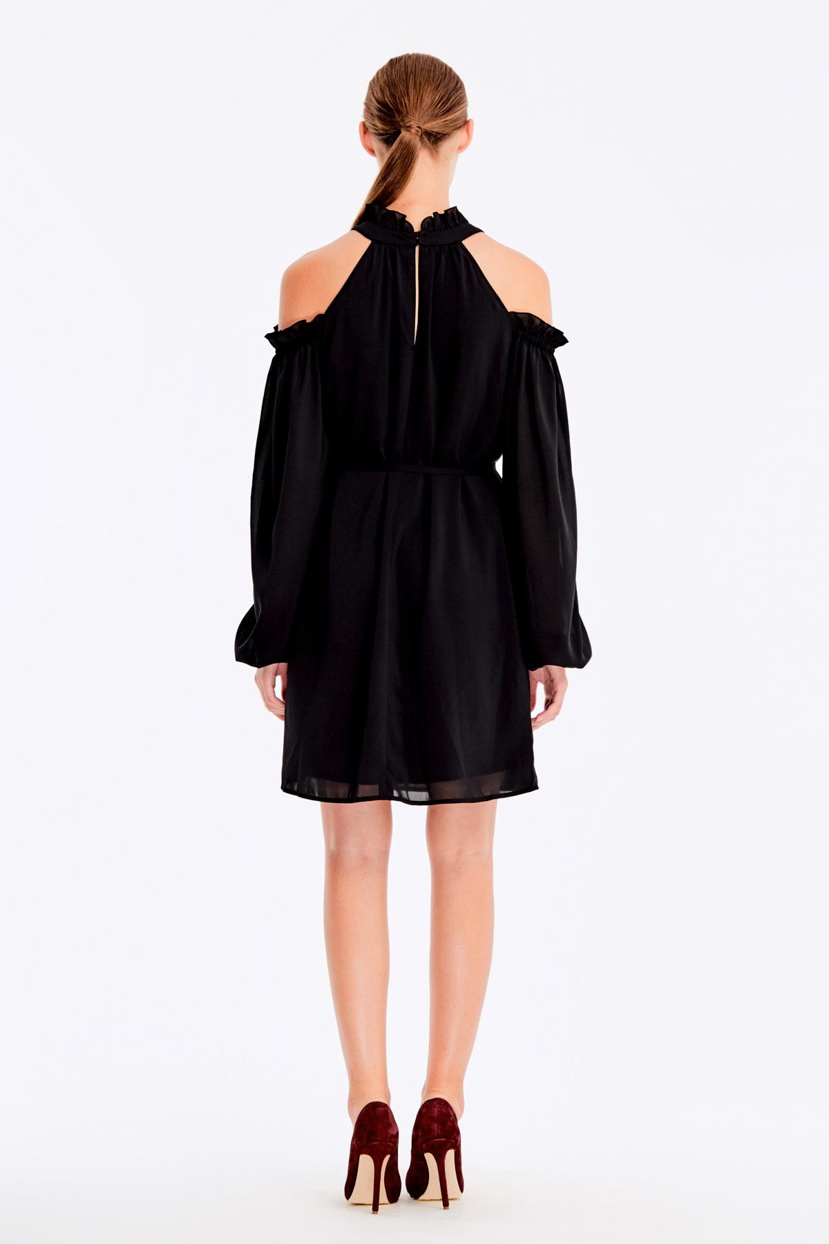 Open shoulder black chiffon dress, photo 7