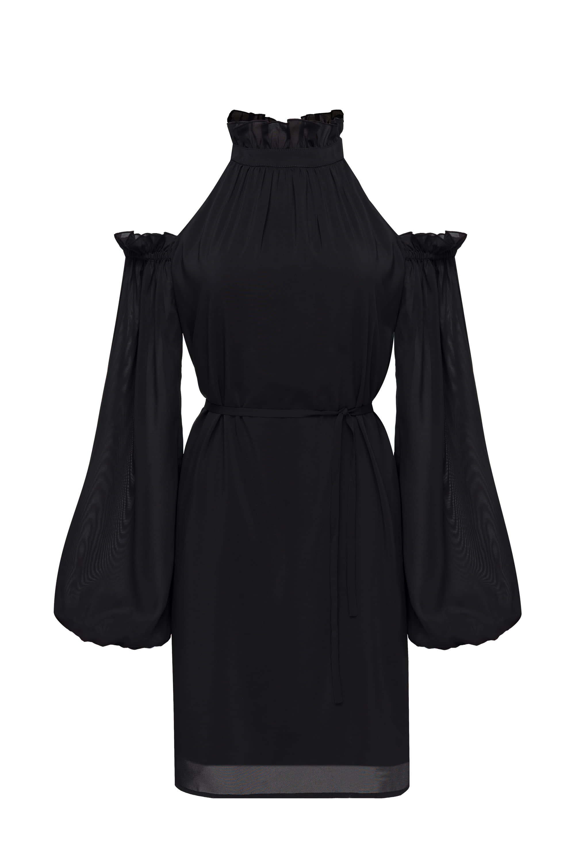 Open shoulder black chiffon dress, photo 9