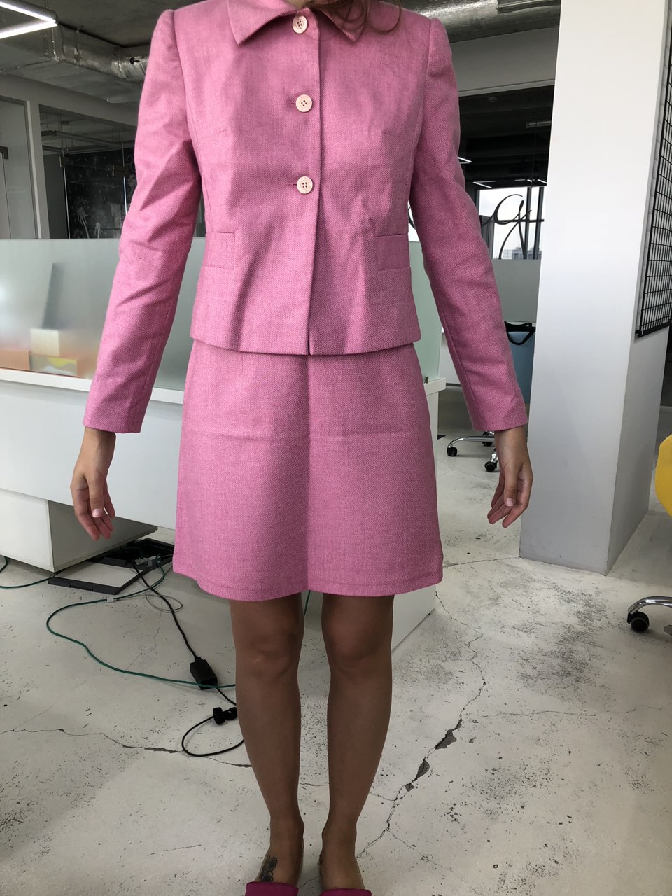 Short jacket with pink herringbone print, photo 1