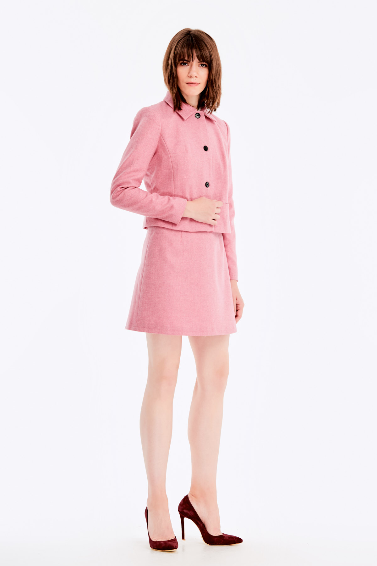 Short jacket with pink herringbone print, photo 4