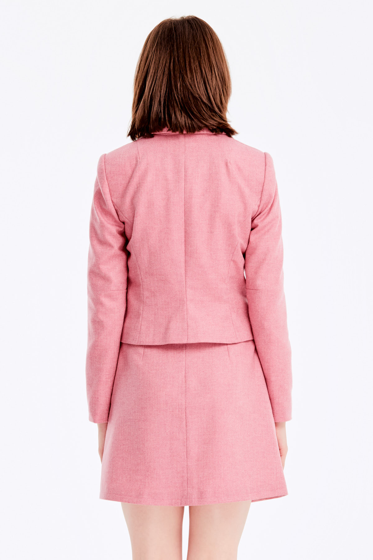 Short jacket with pink herringbone print, photo 6